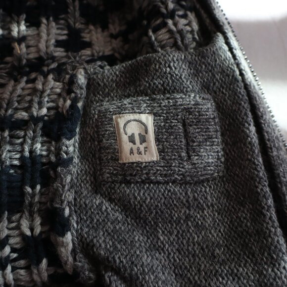 Abercrombie & Fitch full zip knit sweater Fair Isle and moose motif Size Med - Picture 5 of 13